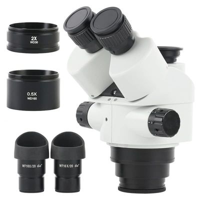 7X-45X 3.5X-90X Zoom Simul Focal Stereo Trinocular Microscope Head Accessories + WF10X/20 Eyepiece for Phone CPU PCB Soldering (Color : with 0.5X 2.0X)