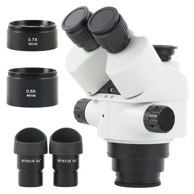 7X-45X 3.5X-90X Zoom Simul Focal Stereo Trinocular Microscope Head Accessories + WF10X/20 Eyepiece for Phone CPU PCB Soldering (Color : with 0.5X 0.7X)