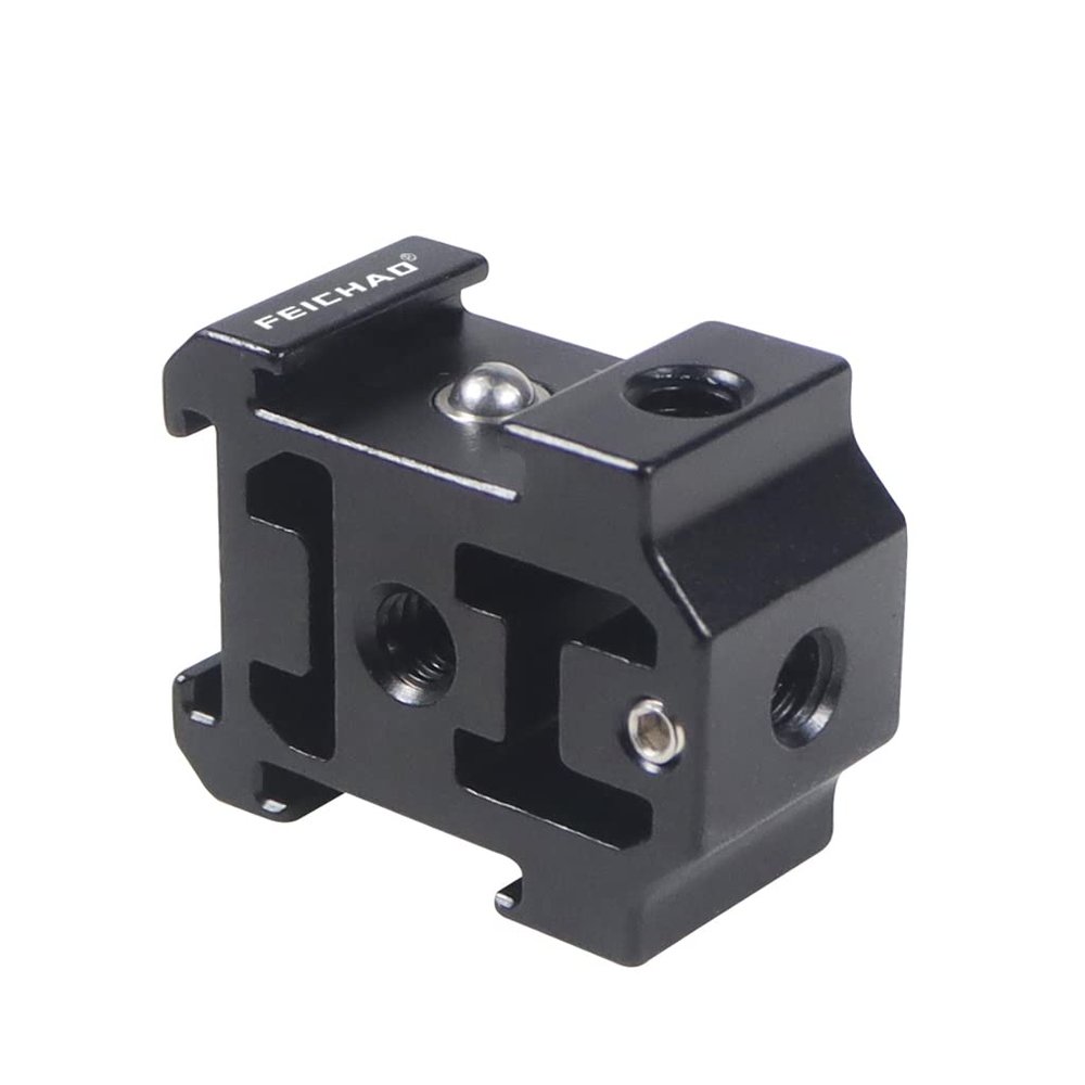 FEICHAO 1/4" to 3-Way Cold Shoe Mount Adapter Anti-Loose Screw Hole for Camera Flash Light Microphone Photography Accessories (Upgrade Version)
