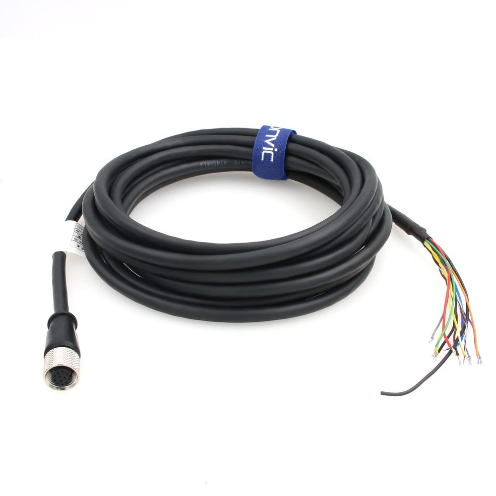 Eonvic CCBL-05-01 DataMan 260 Reader Serial Cable IO Power Cord for Cognex Camera M12 12 Pin Female Cable Connector to Flying Leads (15M)