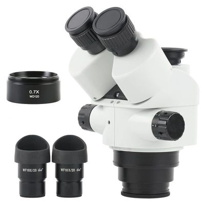 7X-45X 3.5X-90X Zoom Simul Focal Stereo Trinocular Microscope Head Accessories + WF10X/20 Eyepiece for Phone CPU PCB Soldering (Color : with 0.7X 120mm)