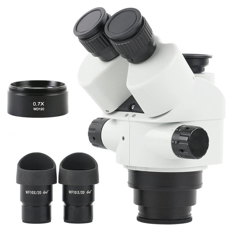 7X-45X 3.5X-90X Zoom Simul Focal Stereo Trinocular Microscope Head Accessories + WF10X/20 Eyepiece for Phone CPU PCB Soldering (Color : with 0.7X 120mm)