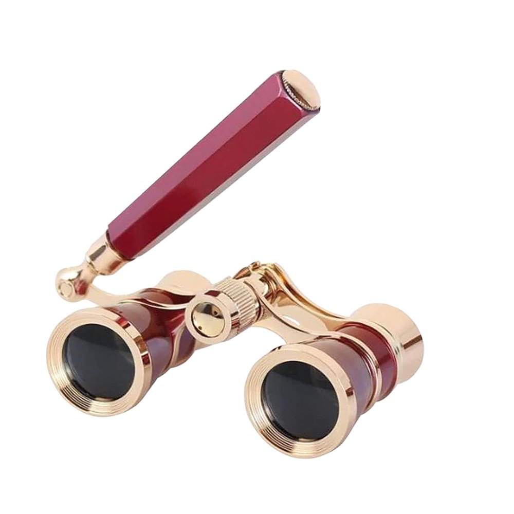 AouloveS Opera Glasses Binoculars 3 X 25 Compact and Lightweight with Built-in Foldable Theater Glasses, Adjustable Handle for Adults Kids Women in Music Concerts and Opera Houses (Red)