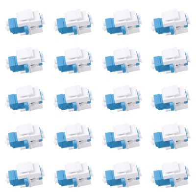 fyboptwu - 20 pcs Fiber Optic Keystone Jack Coupler LC Duplex Singlemode Coupler (White) (SM) Fiber Optic Cable Adapter LC-LC Duplex Single Mode Connector for Fiber Wall Plate