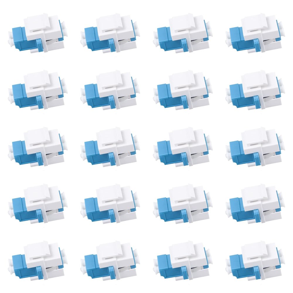 fyboptwu - 20 pcs Fiber Optic Keystone Jack Coupler LC Duplex Singlemode Coupler (White) (SM) Fiber Optic Cable Adapter LC-LC Duplex Single Mode Connector for Fiber Wall Plate