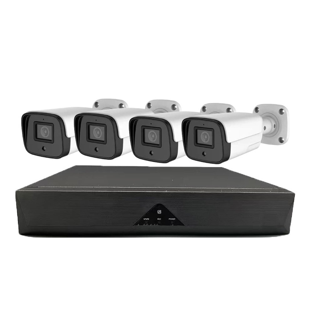 5MP POE Security Cameras System with Audio, Outdoor IP66 Waterproof 2K Home Surveillance Cameras NVR Kit with Motion Detection, Color Night Vision, Remote Viewing (4CH)