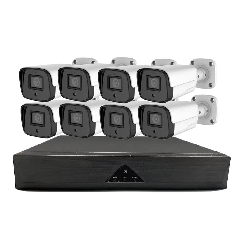 5MP POE Security Cameras System with Audio, Outdoor IP66 Waterproof 2K Home Surveillance Cameras NVR Kit with Motion Detection, Color Night Vision, Remote Viewing (8CH)