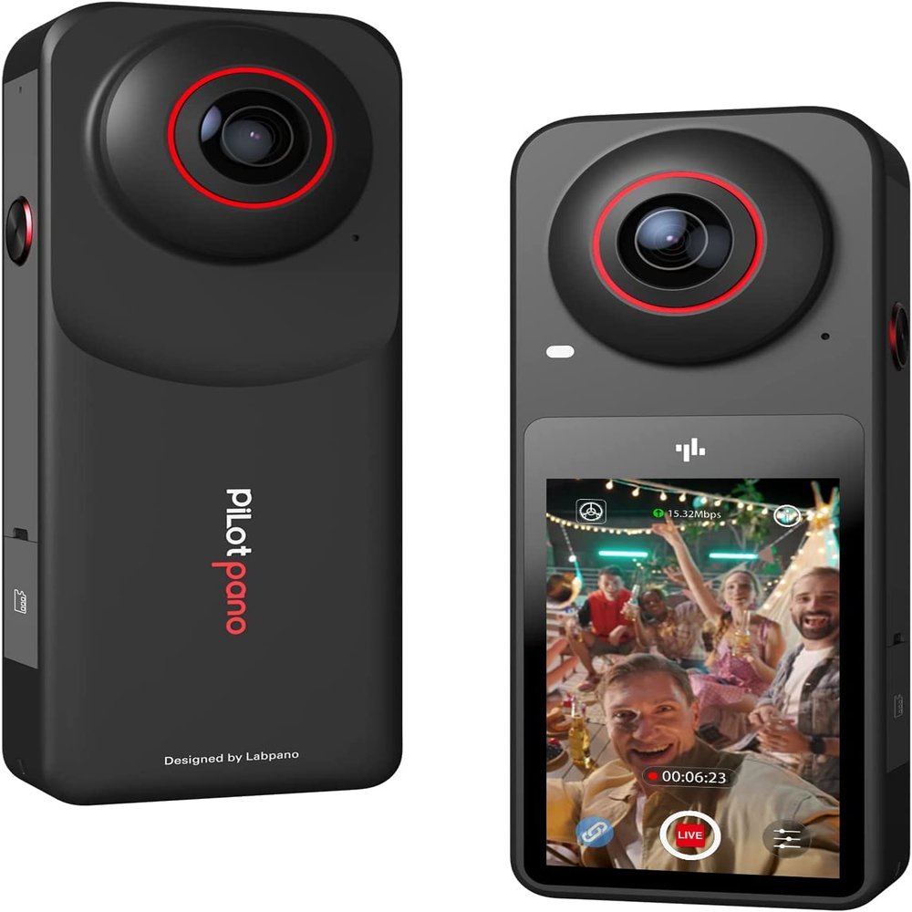 Labpano-PilotPano 360 Action Camera Waterproof with 5.7K 360 Active HDR Video,3.1" Touchscreen,CMOS sensors,Support 4K, 60FPS,for AI Editing, Live Streaming, HDR,Webcam,PilotSteady