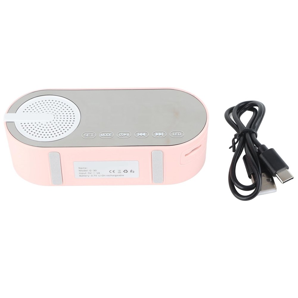 Jiawu Digital Dual Alarm Clock, Multi Function Rechargeable Bluetooth 5.0 Speaker LED Display Mirror Desk Alarm Clock with FM Radio & Colourful Lights for Hotel, Office, Bedroom, Travel