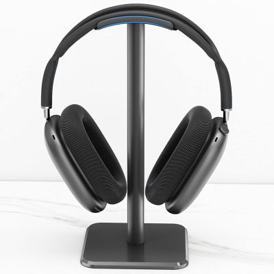 Headphone Stand, Rounded Corner Anti Slip Headset Stand, Base TPU Tray Sturdy Metal Bar Headset Holder for Home Gaming Office Small and Portable, Easy to Install (Black)