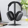 Headphone Stand, Rounded Corner Anti Slip Headset Stand, Base TPU Tray Sturdy Metal Bar Headset Holder for Home Gaming Office Small and Portable, Easy to Install (Black) view 2