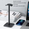 Headphone Stand, Rounded Corner Anti Slip Headset Stand, Base TPU Tray Sturdy Metal Bar Headset Holder for Home Gaming Office Small and Portable, Easy to Install (Black) view 3