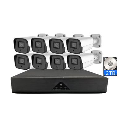 5MP POE Security Cameras System Built-in Audio, Outdoor 2K Surveillance Cameras Kit with Motion Detection, Color Night Vision, Remote Viewing, POE NVR Kit with 2T Hard Disk