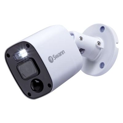 Swann Add-On DVR Flashing Light Bullet Cam with Sensor Spotlight, 1080P Video, Indoor or Outdoor Design, Dusk to Dawn Color Night Vision Plus True Detect Heat, Motion Detection, and One Way Audio