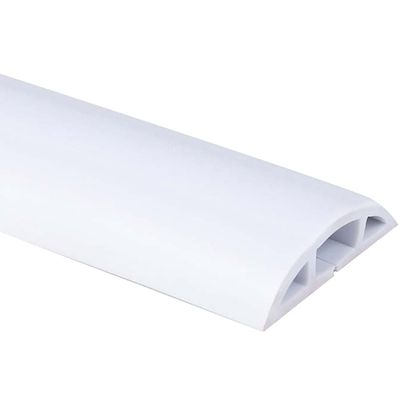 Cord Cover Floor Self Adhesive Playroom Durable Soft PVC Floor Cord Cover, Curved Easy to Cut Floor Cord Management, Cord Cavity-1 * 0.6cm/0.4 * 0.2inches (Color : White, Size : 2M)