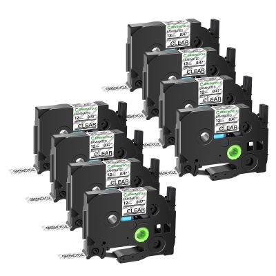 GREENCYCLE Compatible for Brother P-Touch TZe-M31 TZ-M31 12mm 0.47 Inch 1/2" Black on Matte Clear Laminated AZE Label Tape for PTD210 D200 D400AD D600 PT-H100 PTH110 PT1290 PT-1230PC PTP700BT, 8 Pack
