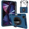 AdirMi Case for New iPad Pro 11 Inch Case 2022(4th Gen)/2021(3rd Gen)/2020, 3 Layer Rugged Military Grade Shockproof Case with 360 Swivel Stand -Handle -Shoulder Strap -Pencil Holder,Blue view 1