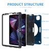 AdirMi Case for New iPad Pro 11 Inch Case 2022(4th Gen)/2021(3rd Gen)/2020, 3 Layer Rugged Military Grade Shockproof Case with 360 Swivel Stand -Handle -Shoulder Strap -Pencil Holder,Blue view 3