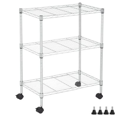 YYkokocat 3 Tier Wire Shelving Unit with Wheels, 23 x 13 x 32 Metal Rack