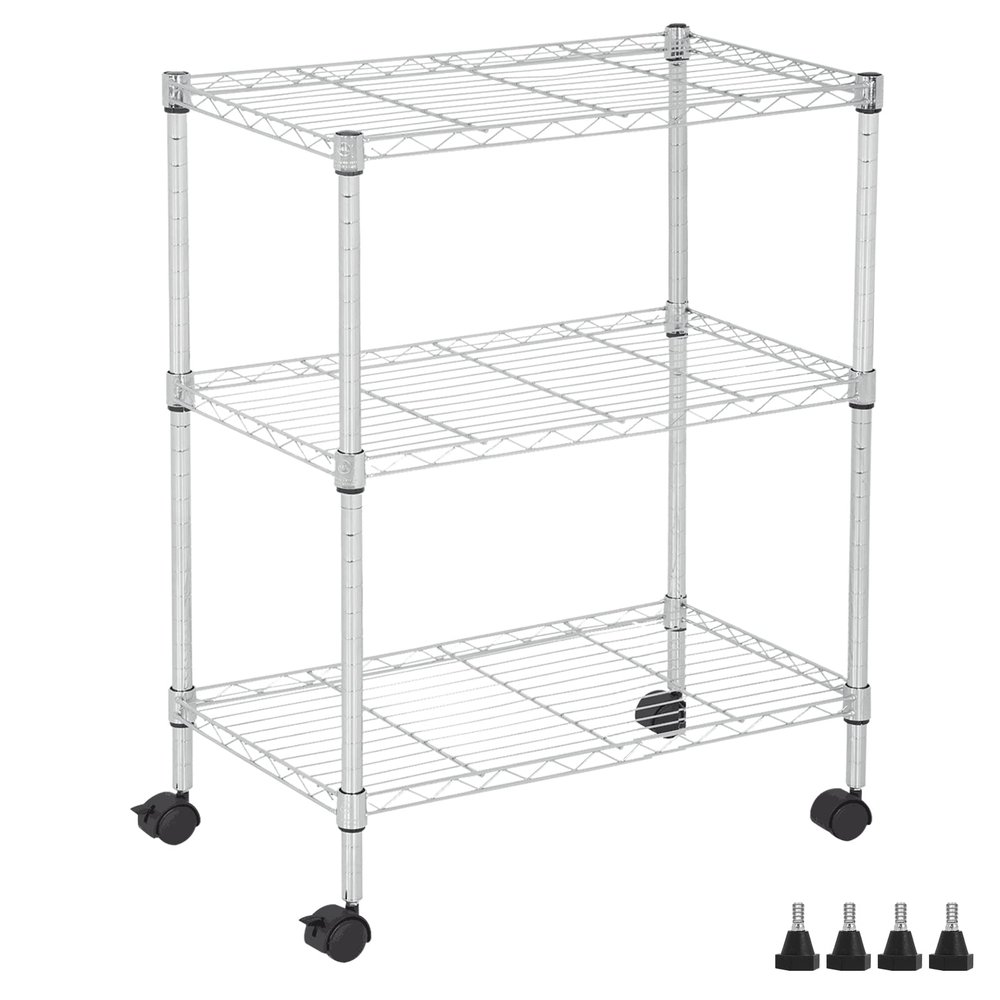 YYkokocat 3 Tier Wire Shelving Unit with Wheels, 23 x 13 x 32 Metal Rack