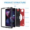 AdirMi Case for New iPad Pro 11 inch 2022(4th Gen)/2021(3rd Gen), 3 Layer Rugged Military Grade Shockproof Case with 360 Swivel Stand -Handle Grip -Shoulder Strap -Pencil Holder,Red view 3
