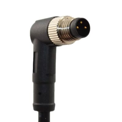 10pcs 90 Degree M8 Connector Right Angle Waterproof A Coding 3 Pin Male Plug with 1M 26AWG PVC Cable