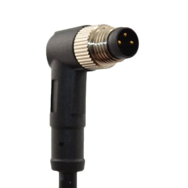 10pcs 90 Degree M8 Connector Right Angle Waterproof A Coding 3 Pin Male Plug with 1M 26AWG PVC Cable