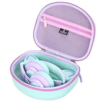 Tourmate Hard Travel Case for Riwbox CT-7 CT-7S / iClever HS01 / FosPower Cat Ear LED Light Kids Wireless Headphones, Protective Carrying Storage Bag (Purple&Green Box for Sale)