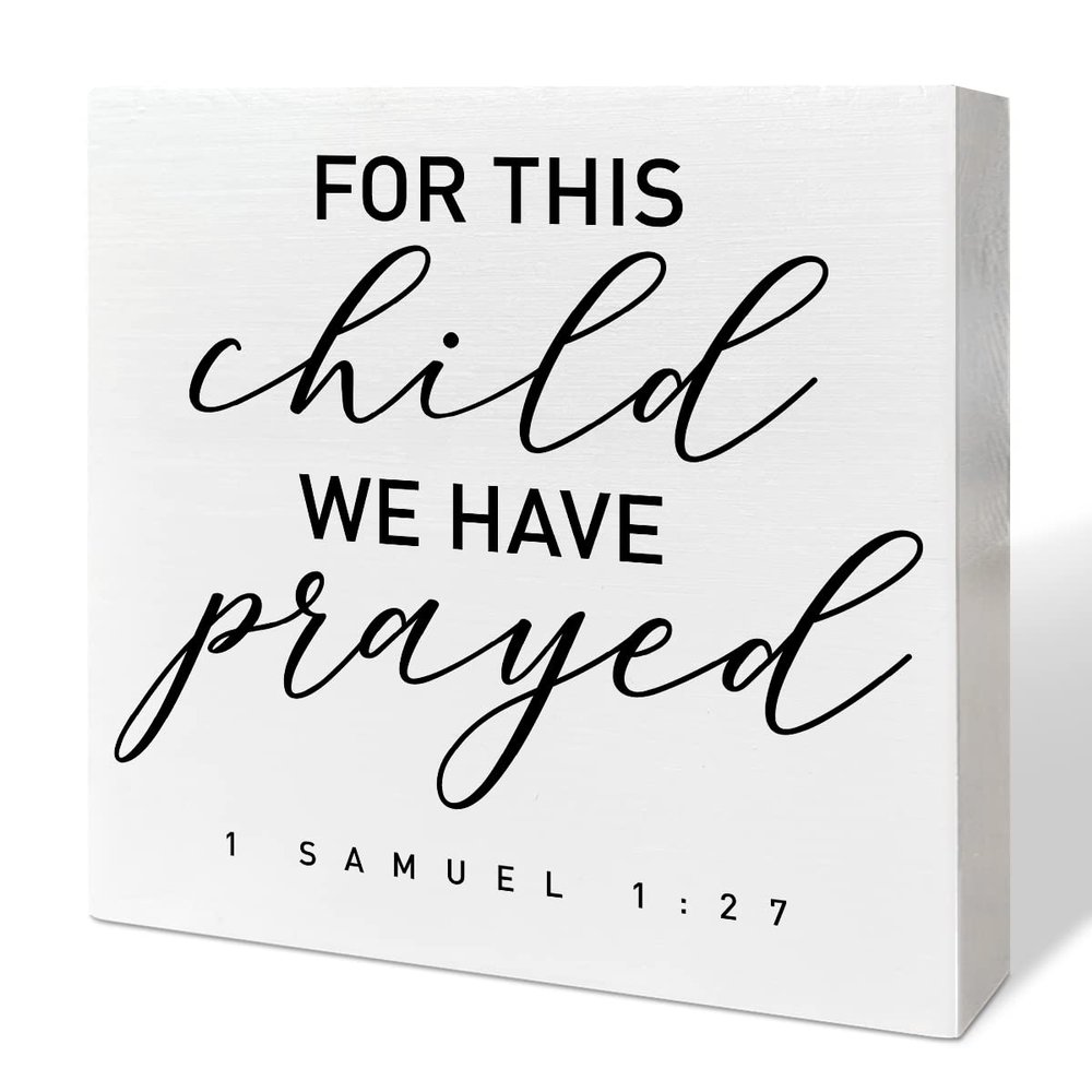 Christian Nursery Desk Decor, For This Child We Have Prayed Wooden Sign