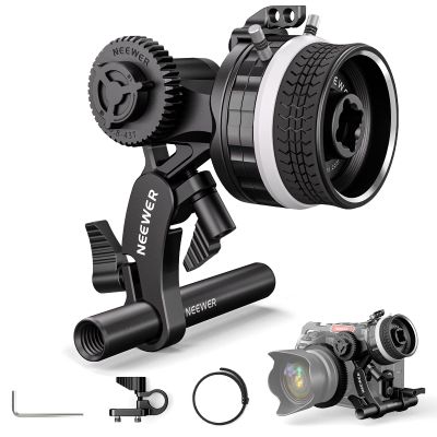 NEEWER Mini Follow Focus with A/B Stops, Lens Gear Ring, 15mm Rod & Rod Clamp for Cinema Camera, DSLR/Mirrorless Camera, Compatible with Lens Diameter Up to 114mm, PG003 (Black)