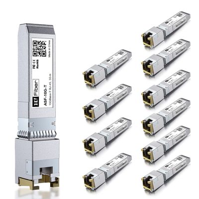 H!Fiber 10 Pack 10Gb SFP+ RJ45 Transceiver, 10Gbase-T SFP+ Ethernet Copper Module Support 10G/5G/2.5G, CAT.6a/7, 30m, for Cisco SFP-10G-T-S, Ubiquiti UF-RJ45-10G, UniFi, TP-Link, Fortinet, D-Link