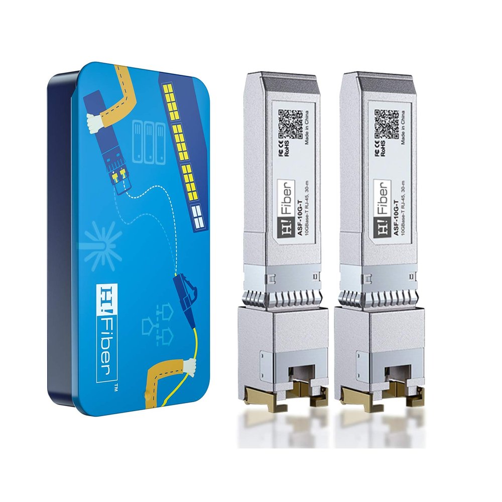 H!Fiber 2 Pack 10Gb SFP+ RJ45 Transceiver, 10Gbase-T SFP+ Ethernet Copper Module Support 10G/5G/2.5G, CAT.6a/7, 30m, for Cisco SFP-10G-T-S, Ubiquiti UF-RJ45-10G, UniFi, TP-Link, Fortinet, D-Link