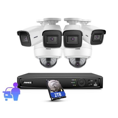 ANNKE 4K AI PoE Home Security Camera System with Person& Vehicle Detection, H.265+ 8-Channel NVR with 6X 8MP Indoor/Outdoor Wired IP Surveillance Cameras, 2TB HDD Included, Easy Remote Access
