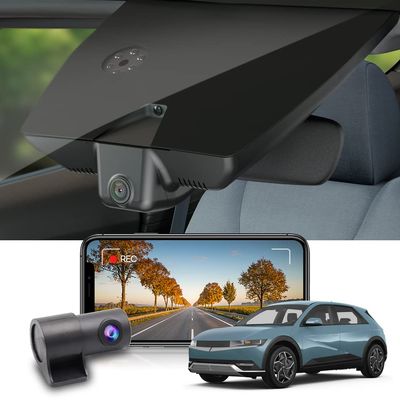 Fitcamx Dual 4K+Rear 1080P Dash Cam Adapts for Hyundai IONIQ 5 2022-2024 (6 Vents) SE Standard Range SEL Limited, OEM Look, WiFi & APP, 2 Way HD Video, Loop Recording G-Sensor, Easy to Set, 128GB Card