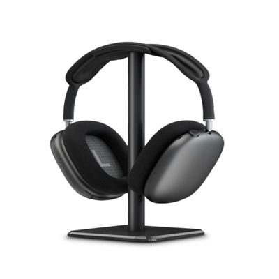 Headphone Stand, Rounded Corner Headset Holder, Anti Slip Base, TPU Tray, Aluminum Supporting Bar Headset Holder for Home Gaming Office (Black)