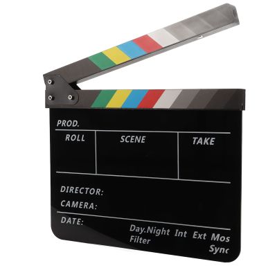 Movie Directors Clapboard, Film Clap Board, Beautiful Colorful Acrylic Clap Board with a Marker Slot Board Eraser for Film TV Series Studio Commercials