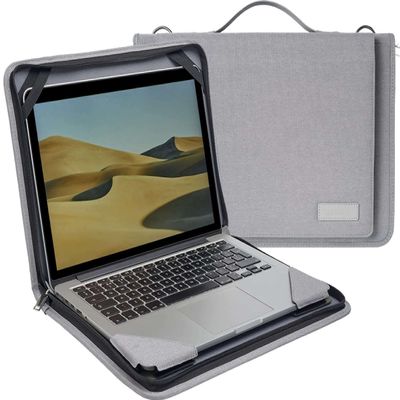 Broonel Grey Leather Laptop Messenger Case - Compatible with Acer Aspire F15 /Acer Extensa 15