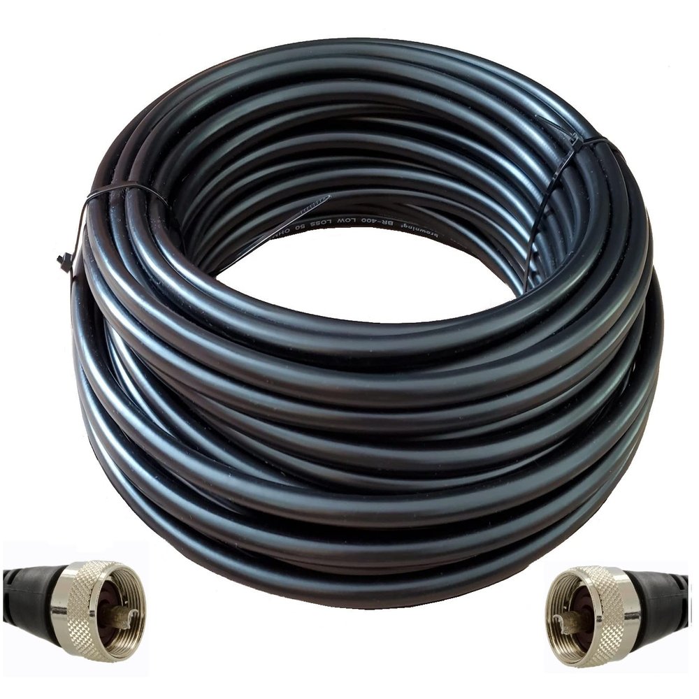 100 feet of Coax Cable Low Loss LMR400 RG213 Type Solid Copper Center Conductor with Installed UHF/PL259 Type Connectors, Browning BR400BC