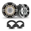 Garmin Fusion SG-FLT653SPB 6.5" Gray Sports Grille LED Black Tower Speakers with XS-MNTSP XS Series 6.5" Mount Brackets, Pair, Fits 1.31"-2.5" Bars view 1
