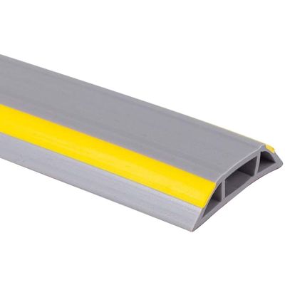 Floor Cord Cover Durable Balcony Floor Floor Cord Management, Trapezoidal Easy-Cut Soft PVC Wire Cover for Floor, Cord Cavity-1.4 * 0.7cm/0.6 * 0.3inches (Color : Grey Yellow, Size : 4M)