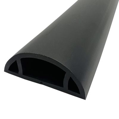 Floor Cord Cover Home Large Capacity Anti-Stepping Floor Cable Protector, Easy to Cut/Install Soft PVC Floor Cable Cover, Cord Cavity-1.8 * 1cm/0.7 * 0.4inches (Color : Black, Size : 2M)
