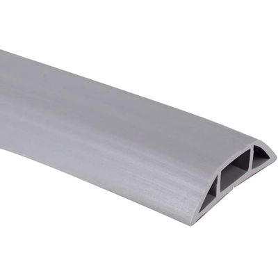 Floor Cord Cover Durable Balcony Floor Floor Cord Management, Trapezoidal Easy-Cut Soft PVC Wire Cover for Floor, Cord Cavity-1.4 * 0.7cm/0.6 * 0.3inches (Color : Grey, Size : 6M)