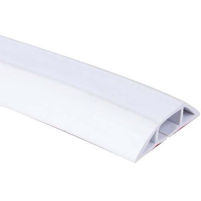 Floor Cord Cover Durable Balcony Floor Floor Cord Management, Trapezoidal Easy-Cut Soft PVC Wire Cover for Floor, Cord Cavity-1.4 * 0.7cm/0.6 * 0.3inches (Color : White, Size : 1M)