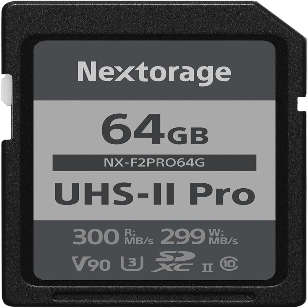 Nextorage 64GB SDXC UHS-II V90 Japanese Brand pSLC Max. Write Speed 299MB/s Max. Read Speed 300MB/s 4K Recording NX-F2PRO64G SD Card Memory for Camera