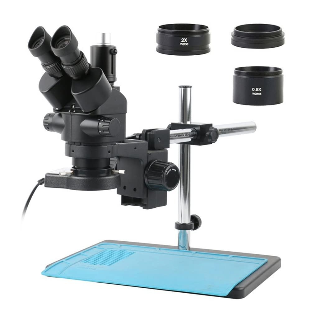 3.5X-90X Zoom Industrial Lab Simul Focal Adjustable Stereo Microscope Trinocular Microscope Set Fit for PCB IC CPU Soldering Repair (Color : C 3.5x-90x)
