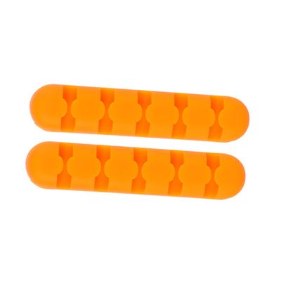 Mikikit 2pcs Cable Organizer Silicone Cord Holders Self-Adhesive Desktop Management for Home Office Tidy up USB and Power Cables Flexible Line Manager Orange