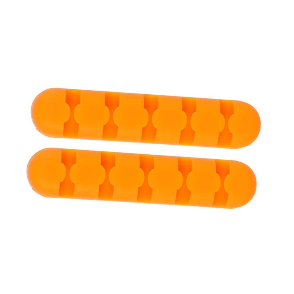 Mikikit 2pcs Cable Organizer Silicone Cord Holders Self-Adhesive Desktop Management for Home Office Tidy up USB and Power Cables Flexible Line Manager Orange