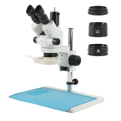 3.5X-90X Zoom Industrial Lab Simul Focal Adjustable Stereo Microscope Trinocular Microscope Set Fit for PCB IC CPU Soldering Repair (Color : B 3.5x-90x)