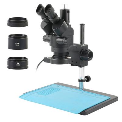 3.5X-90X Zoom Industrial Lab Simul Focal Adjustable Stereo Microscope Trinocular Microscope Set Fit for PCB IC CPU Soldering Repair (Color : A 3.5x-90x)