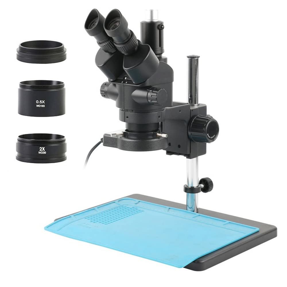 3.5X-90X Zoom Industrial Lab Simul Focal Adjustable Stereo Microscope Trinocular Microscope Set Fit for PCB IC CPU Soldering Repair (Color : A 3.5x-90x)